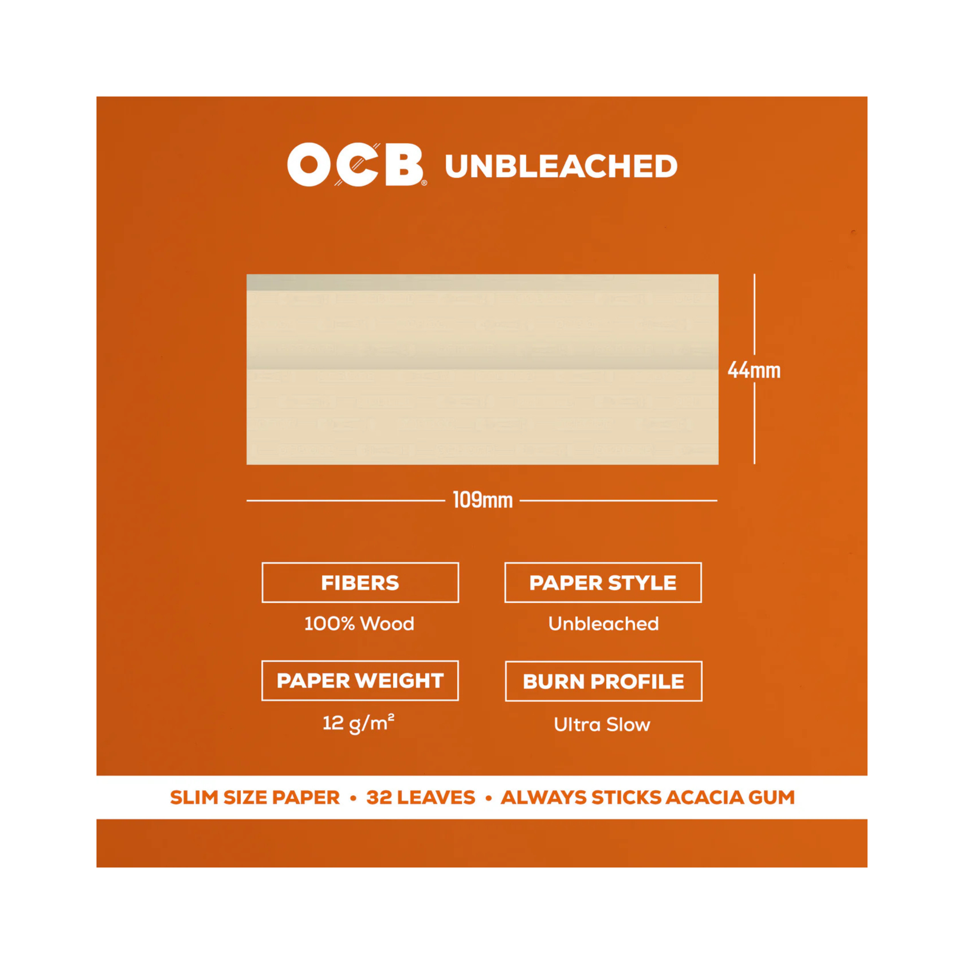 OCB Virgin Slim - Unbleached Rolling Papers
